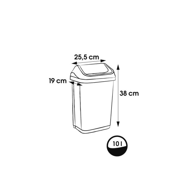 Мусорный контейнер Keeeper "SWING BIN" 10л графит