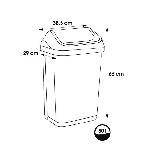 Мусорный контейнер Keeeper "SWING BIN" 50л серебро